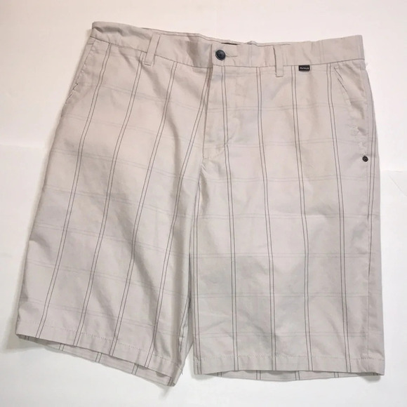 Hurley Light Tan and Gray Plaid Walking Shorts - Picture 1 of 5